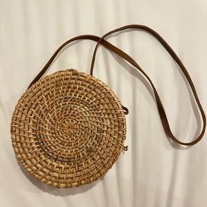 Zara woven straw crossbody purse